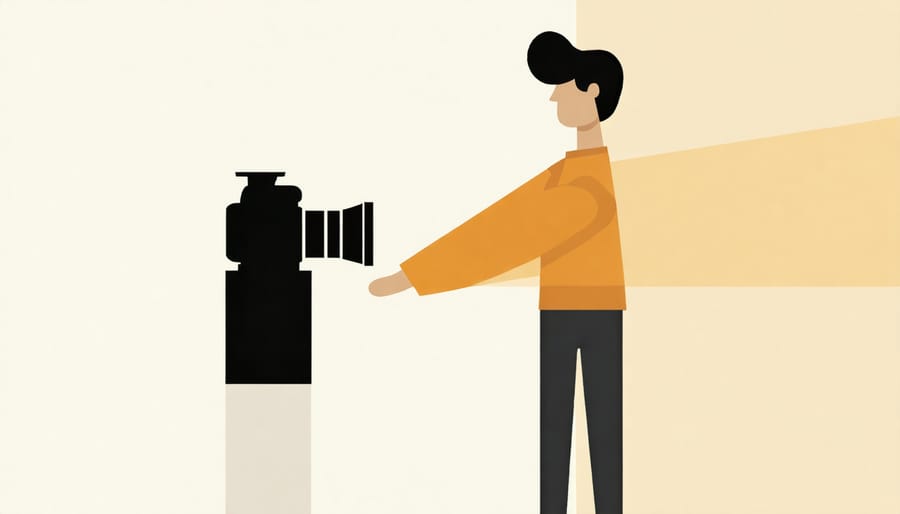 Photographer's hands placing lens cap on camera in community setting