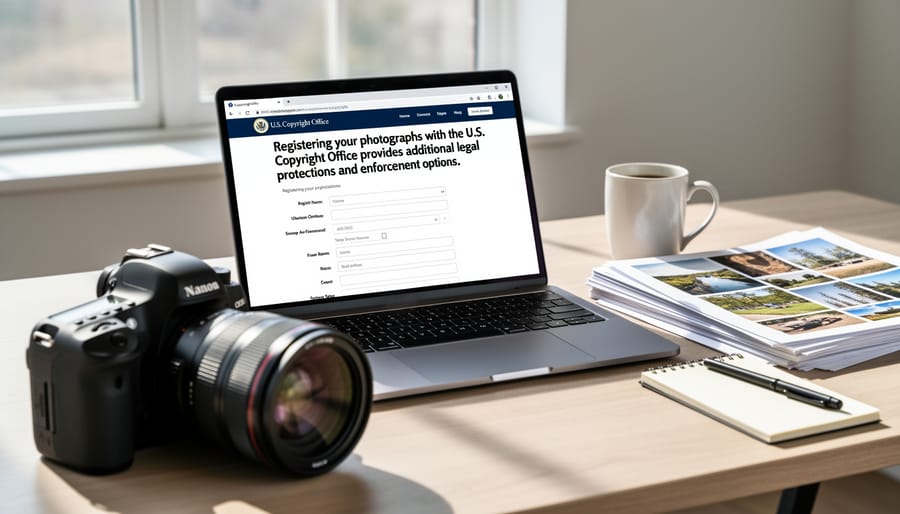 Copyright Office registration documents with photographer's work