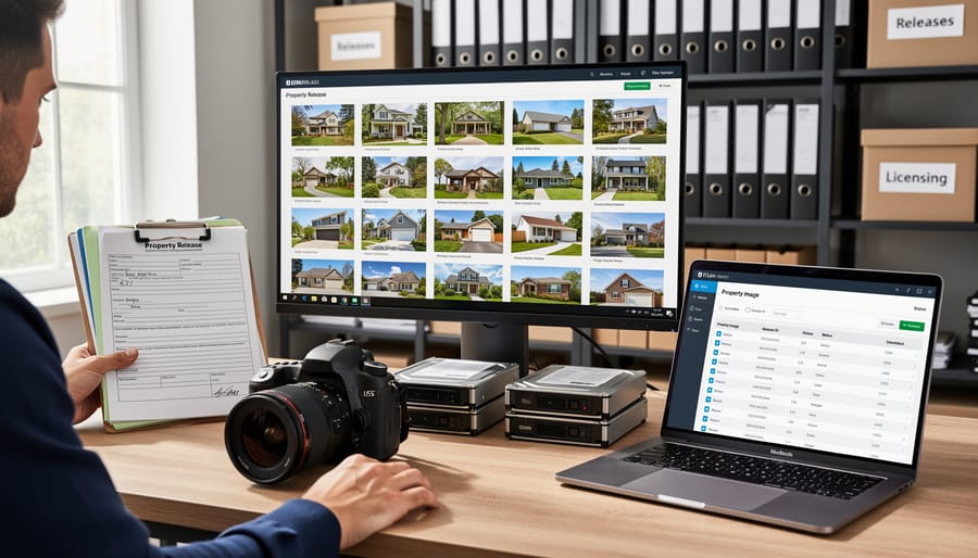 Digital and physical property release organization system with laptop and binder