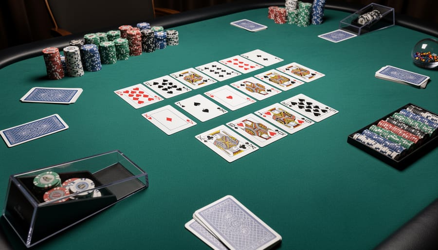 LED lighting setup positioned around casino streaming table for optimal illumination