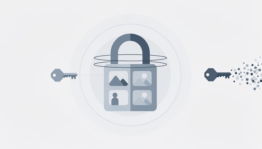 Hand holding physical key above smartphone representing encryption and security access