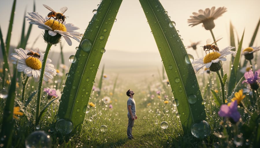 Tiny human figure dwarfed by massive desert canyon walls showing scale contrast