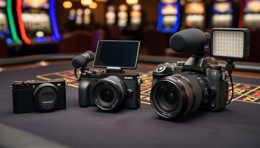 Three different streaming cameras arranged showing budget to professional options