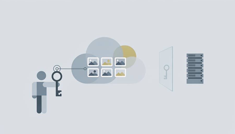 Brass padlock with single key representing exclusive access control