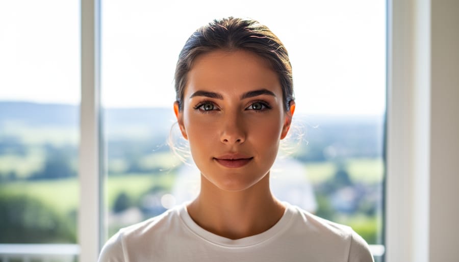 Portrait demonstrating AI exposure compensation in backlit conditions