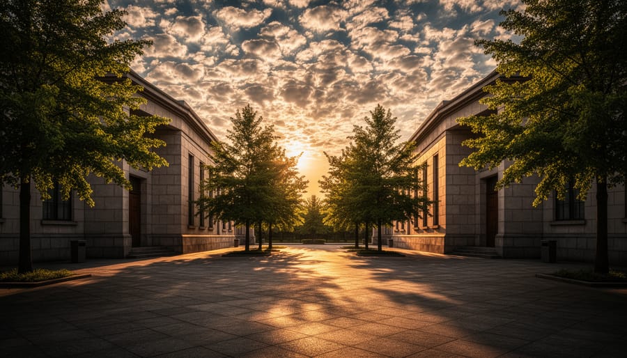 High-contrast landscape photograph with bright sunset sky and dark shadowed mountains