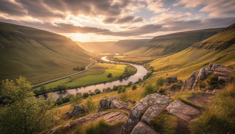 Comparison of naturally processed HDR landscape versus over-processed version with halos and color shifts