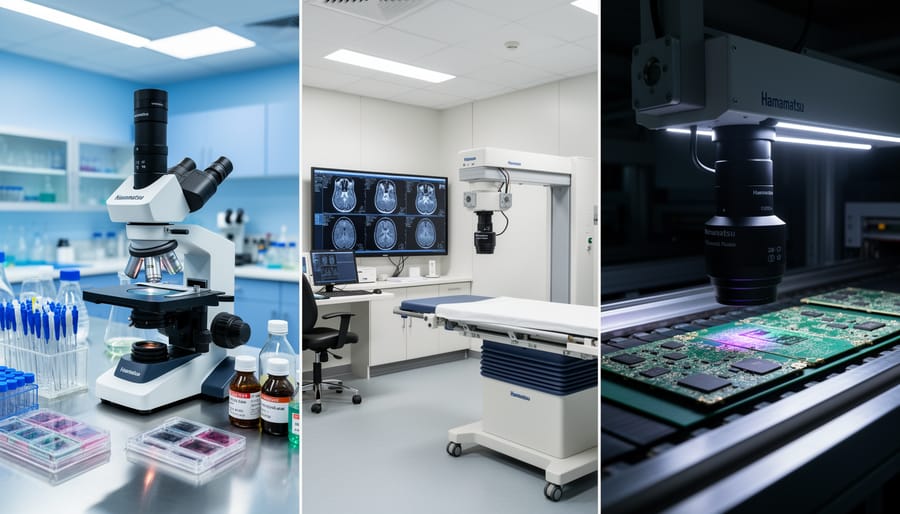 High-precision scientific camera mounted on laboratory research equipment