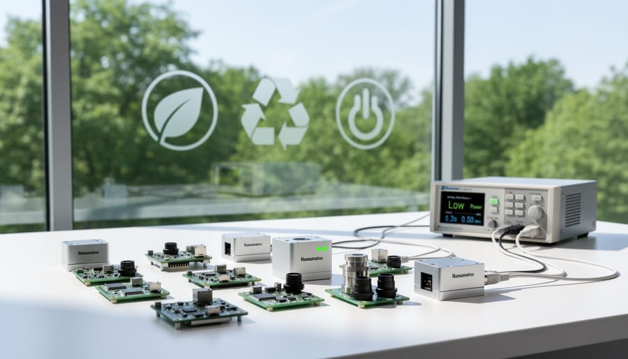 Close-up of advanced silicon sensor chip showing circuit patterns