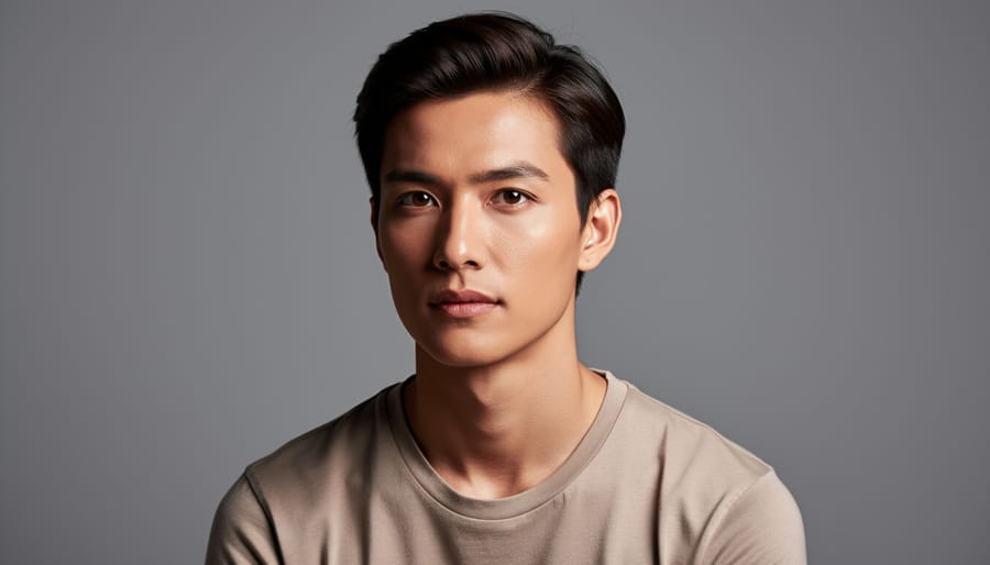 Portrait demonstrating Rembrandt lighting technique with off-camera flash positioned at 45-degree angle