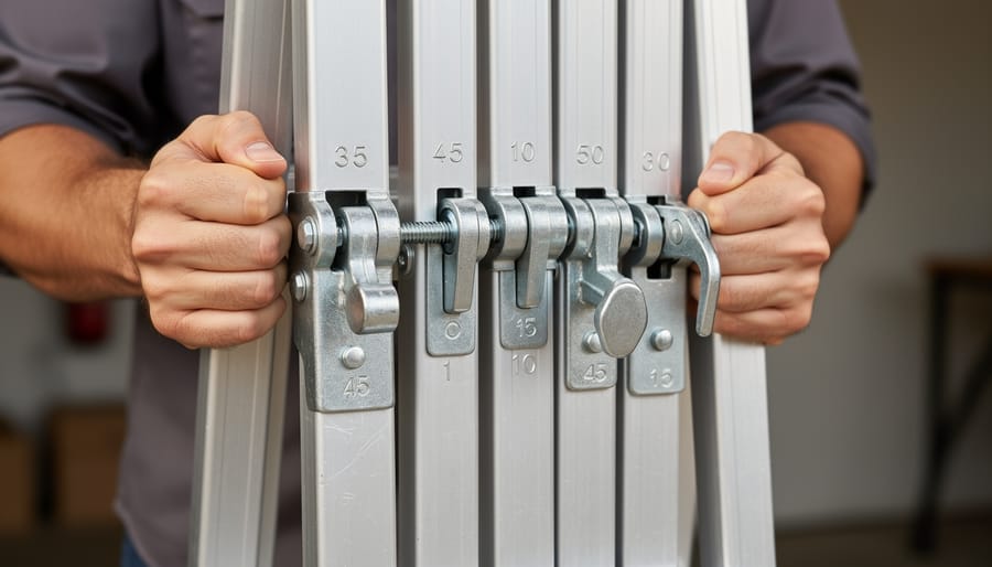 Photographer's hands properly tightening twist-lock mechanism on tripod leg