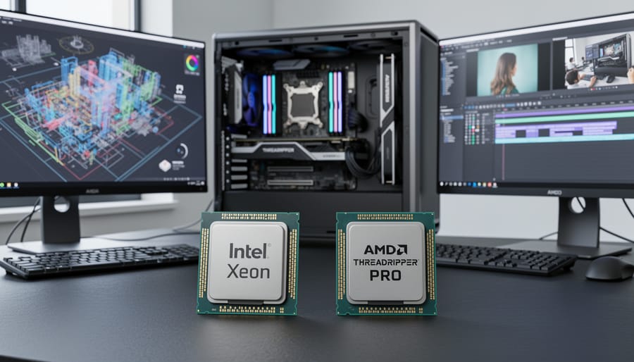 Professional workstation CPU processor showing circuit architecture and pin design
