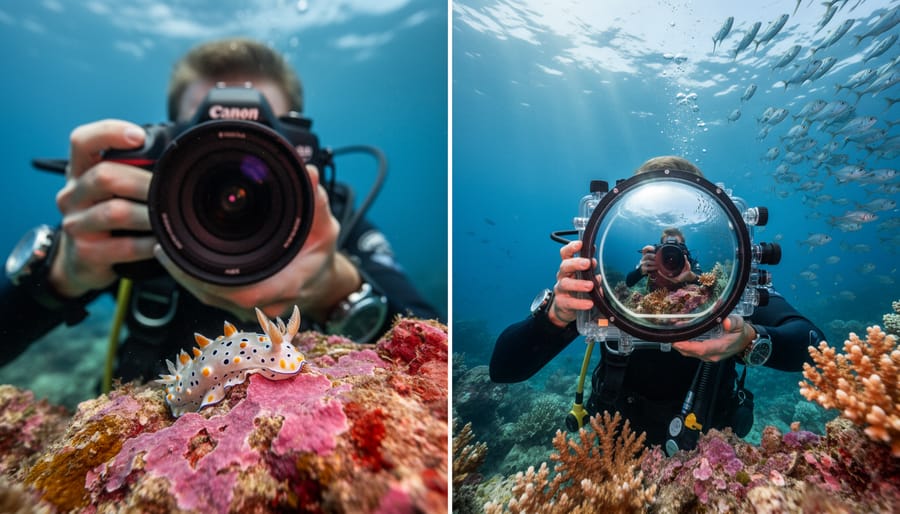 Comparison of flat port and dome port equipment for underwater camera housings