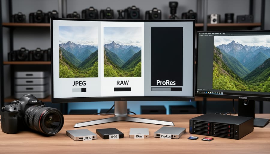 Collection of memory cards showing various storage capacities for photography and video