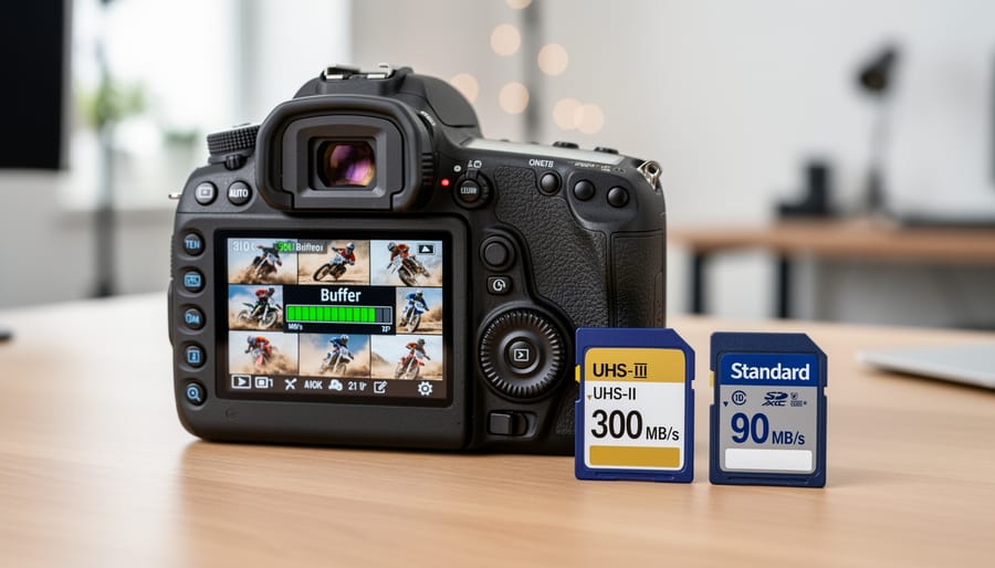 Close-up of SD memory cards showing different speed ratings and specifications