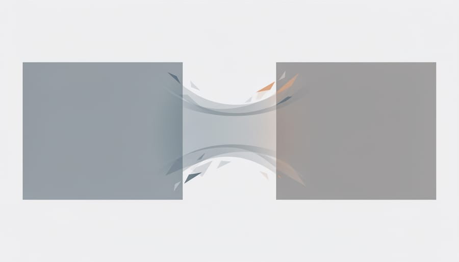 Floating translucent veil blending two blurred scenes, symbolizing VFX-driven video transitions