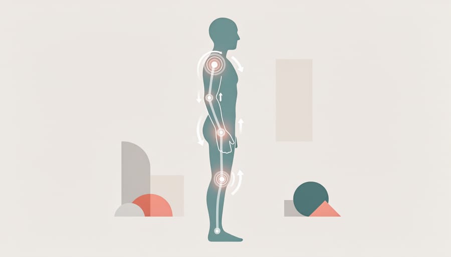 Physiotherapy session with an AR-style visual overlay aligned to a patient’s leg
