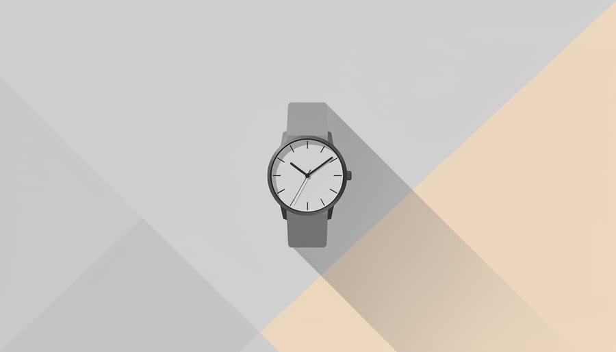 Glossy wristwatch with sharply controlled studio shadow on a dark tabletop