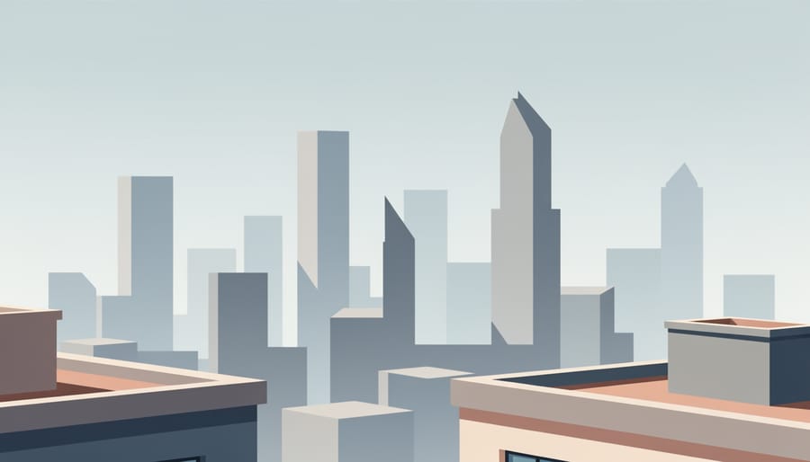 Cinematic skyline vista blending multiple elevated viewpoint elements at twilight.